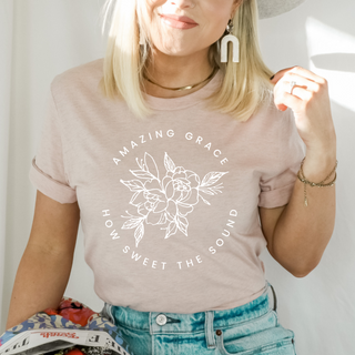 Amazing Grace Floral Graphic Tee With White Graphic Print