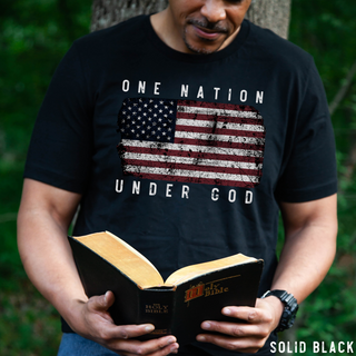 One Nation Under God American Flag Christian Unisex Tee Shirt