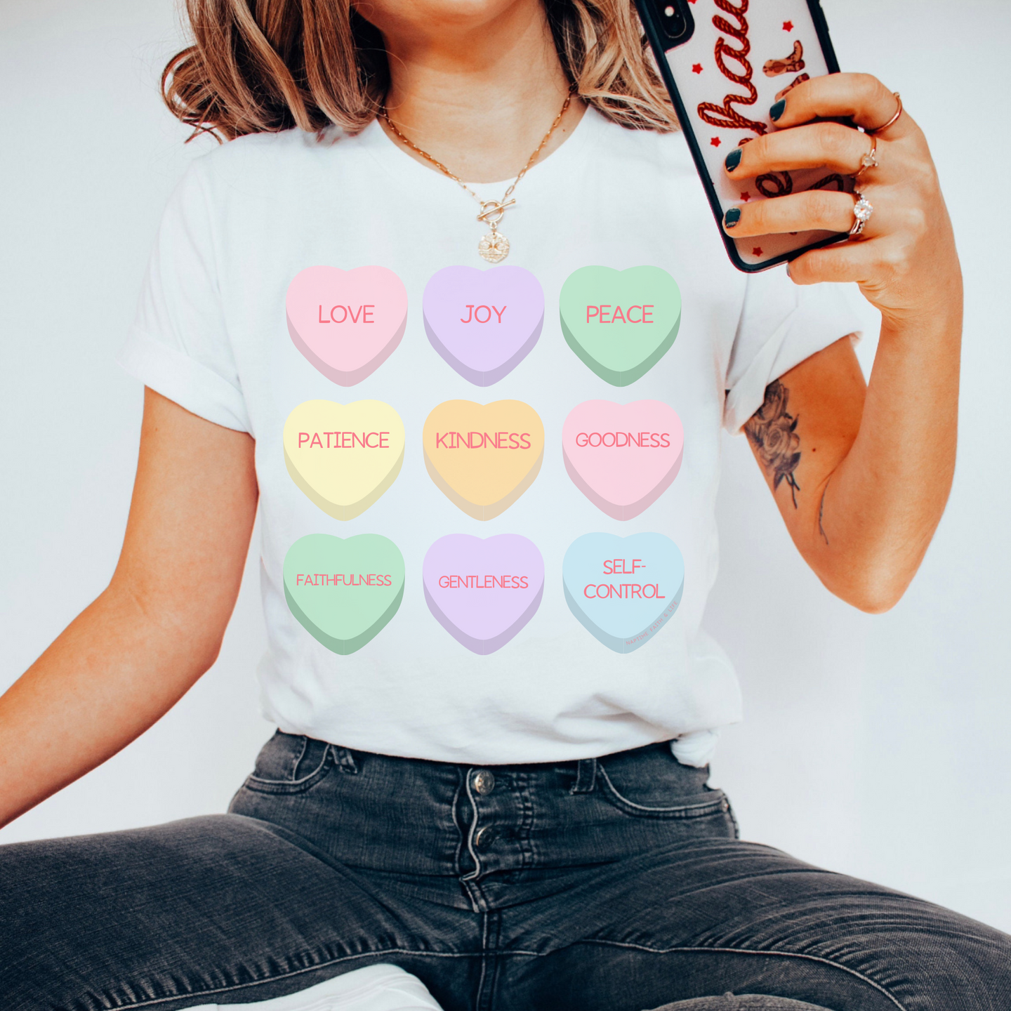 Candy Hearts Scripture Verse Valentines Day Christian Tee
