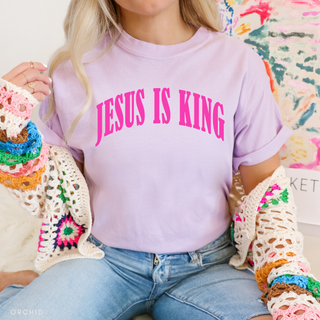 Jesus is King Bright Colors Christian Crewneck T-Shirt Apparel