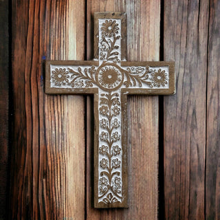 Primavera Hand Carved Wood Wall Cross