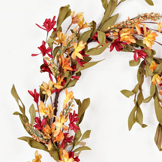 530161- 4ft Garland-Orange Burgundy wild flower with heather