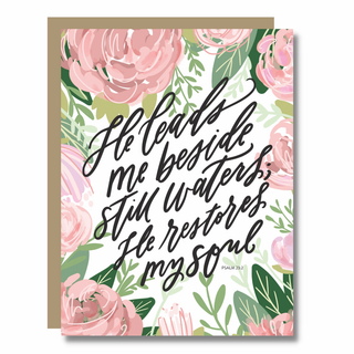 Psalm 23 Card - Floral Christian Scripture Art