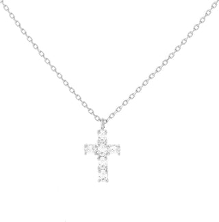 "Chosen" Dainty Cubic Zirconia 18k Gold Inspirational Cross Necklace