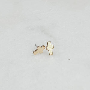 24k Gold Dipped Cross Stud Earrings