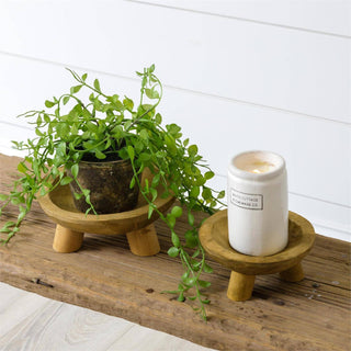 Raw Wood Bowl Risers (Set Of 02)
