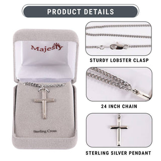 Necklace Cross - Cross - Sterling Silver - 24"