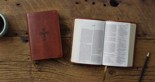 ESV Compact Bible, TruTone®, Walnut, Weathered Cross Design