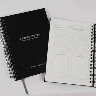 Church Notes Journal - Size Large, Black Spiral (7 x 10")
