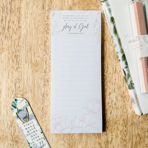 All To The Glory Of God Neutral Peony To-Do List Pad