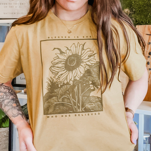 Blessed is She Vintage Wash Tee Shirt in Multiple Color Options