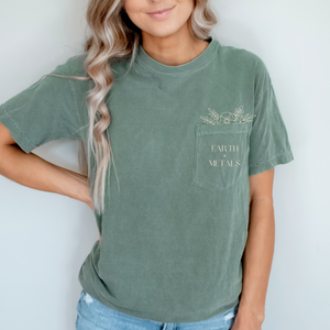 Custom Order For Blessed Links Light Green Pocket Tee With Light Grey Earth + Metals Logo