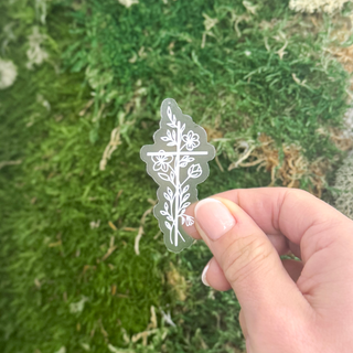 Clear Pure White Floral Cross Waterproof Vinyl Sticker
