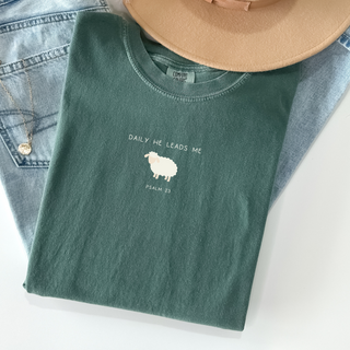 Daily He Leads Me Psalm 23 Little Sheep Tee Shirt