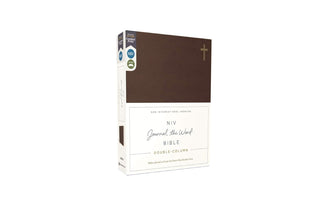 NIV, Journal the Word Bible (Perfect for Note-Taking), Double-Column, Leathersoft, Brown, Red Letter, Comfort Print: Reflect, Take Notes, or Create Art Next to Your Favorite Verses