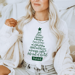 Names Of God Christmas Tree Christian Christmas Tee Shirt