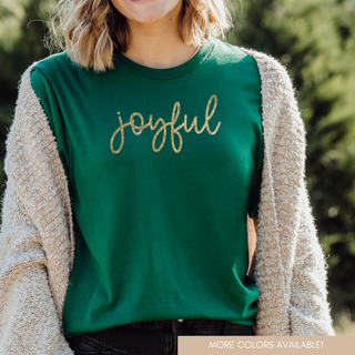 Joyful Gold Glitter Christian Christmas Tee Shirt