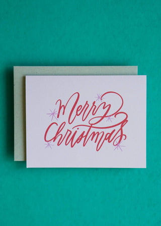 Pink Christmas Card - Christmas Greeting Card Holiday Pink