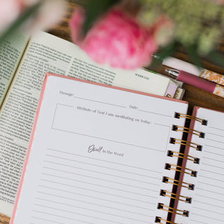 Dwell in the Word Journal - Gold Foil Floral Spiral