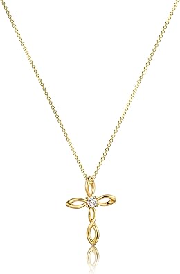 Elegant Diamond Cross Necklace - Gold