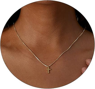 Dainty box Chain Cross Necklace