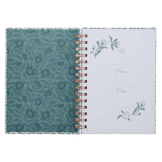 Sufficient Grace Teal Floral Large Wirebound Journal - 2 Cor