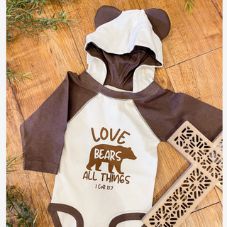 Love Bears All Things Baby Bear Ear Hooded Long Sleeve Bodysuit