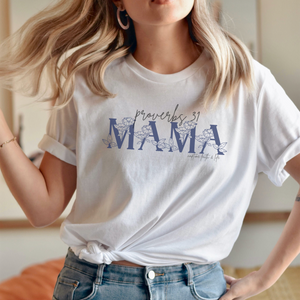 Proverbs 31 Mama Navy Flower Women's T-Shirt