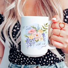 It Is Well Hymn Watercolor Floral Christian 15oz Ceramic Coffee Mug