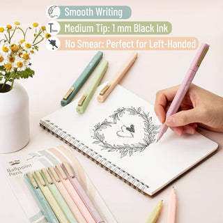 Aesthetic Pens 6-Pack Black Ink Fast Dry