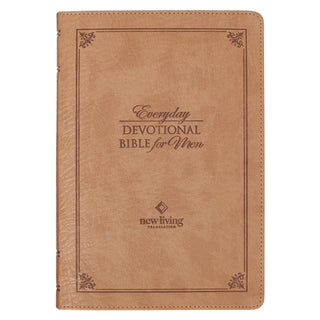 Devotional Bible NLT for Men Faux Leather, Tan