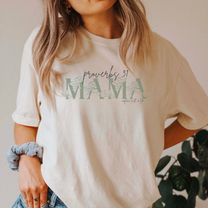 Proverbs 31 Mama Sage Green Flower Women's T-Shirt