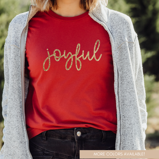 Joyful Gold Glitter Christian Christmas Tee Shirt