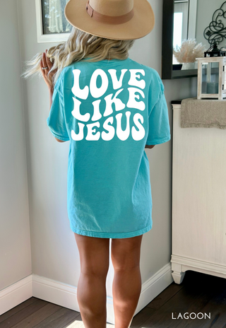 Love Like Jesus Groovy Wavy Comfort Colors Heavyweight T-Shirt