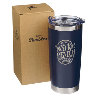 Tumbler SS Navy Walk By Faith 2 Cor. 5:7