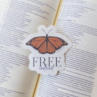 Free Indeed Monarch Bible verse sticker | Christian stickers | Faith stickers