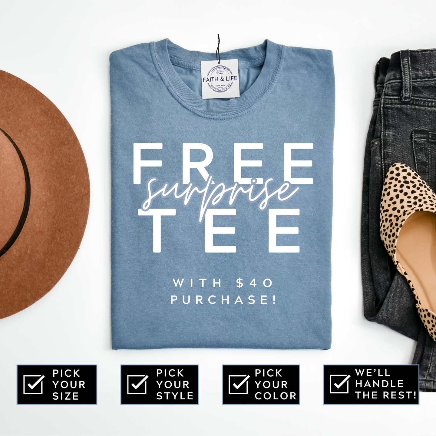 FREE Surprise Tee With Purchase Over $40! - Use Coupon Code: SURPRISEME
