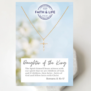 "Daughter of the King" Cubic Zirconia Cross Necklace