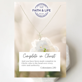 "Complete in Christ" Minimalist Infinity Cross Necklace