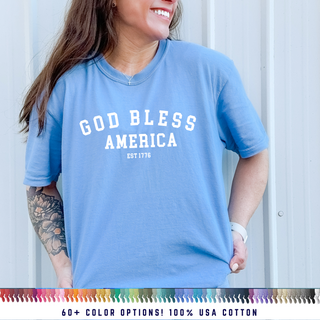 God Bless America 1776 - Comfort Christian T-Shirt, Gospel Wear and Share