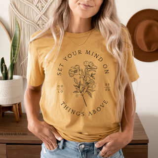 Set Your Mind On Things Above Fall Short Sleeve Graphic T-Shirt in Multiple Color Options