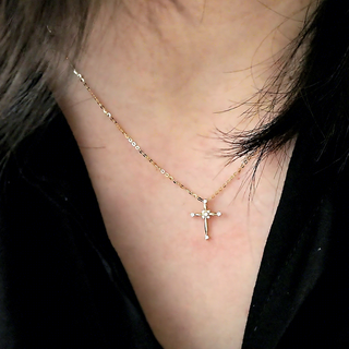 "Gloria" 14k Gold Fill Sterling Silver Cubic Zirconia Cross Necklace