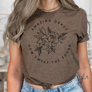 Amazing Grace How Sweet The Sound- Women's Christian Graphic T-Shirt