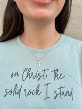 On Christ The Solid Rock I Stand Hymn Vintage Wash Tee Shirt Front and Back Design