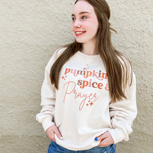 Pumpkin Spice and Prayer Fall Crewneck Sweatshirt