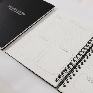 Church Notes Journal - Size Large, Black Spiral (7 x 10")