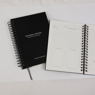 Church Notes Journal - Size Large, Black Spiral (7 x 10")