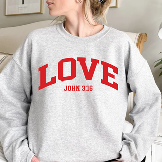 Love John 3:16 Christian Cozy Crewneck Valentine Sweatshirt