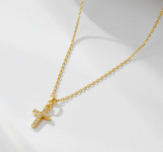 Dainty Minimal Waterproof Cubic Zirconia Cross Necklace