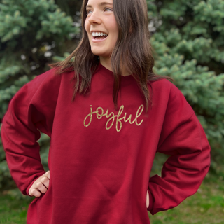 Joyful Gold Glitter Christian Christmas Crewneck Sweatshirt